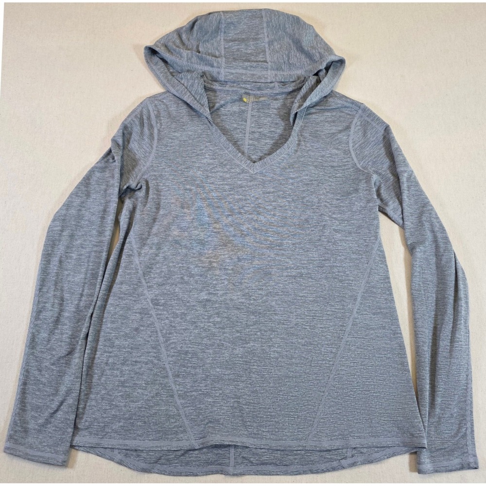 Zella Pullover Women M Gray Space Dye V-Neck Hoodie Activewear Long Sleeve Gym